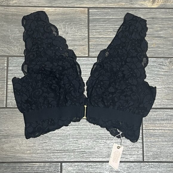 NWT $58 Free People X HAH Got Ur Back Bra Small Black Lace Bralette Adjustable - Picture 8 of 13